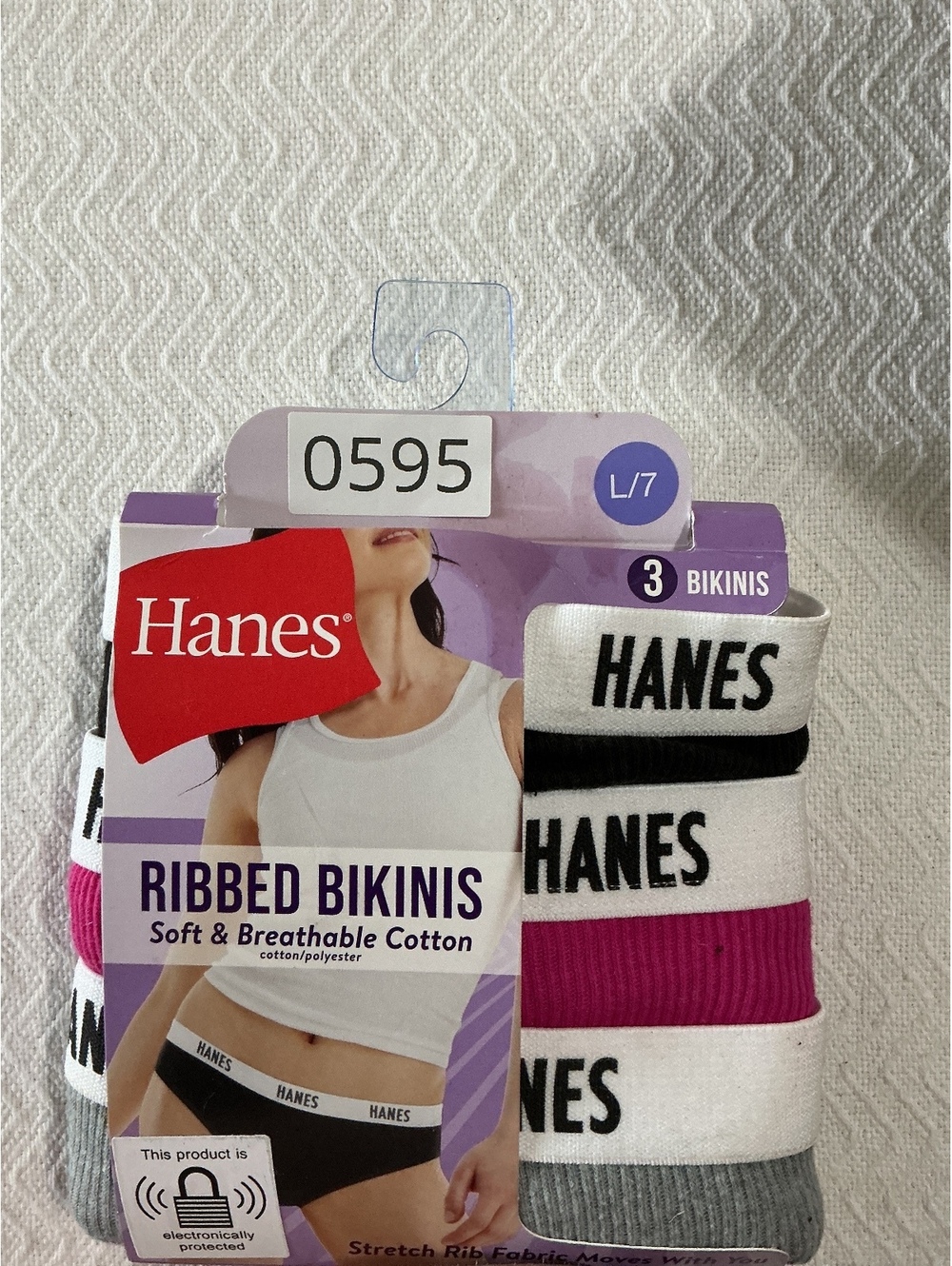 Hanes Ribbed Bikinis 3-Pack Women's Panties Size L/7